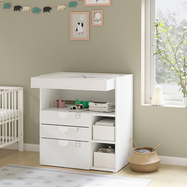 IKEA SMÅSTAD Changing Table White White/with 3 Drawers 35 3/8x31 1/2x39 3/8 "