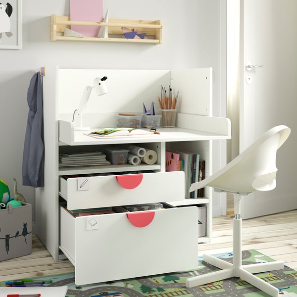 IKEA SMÅSTAD Desk White White/with 2 Drawers 35 3/8x31 1/2x39 3/8 "