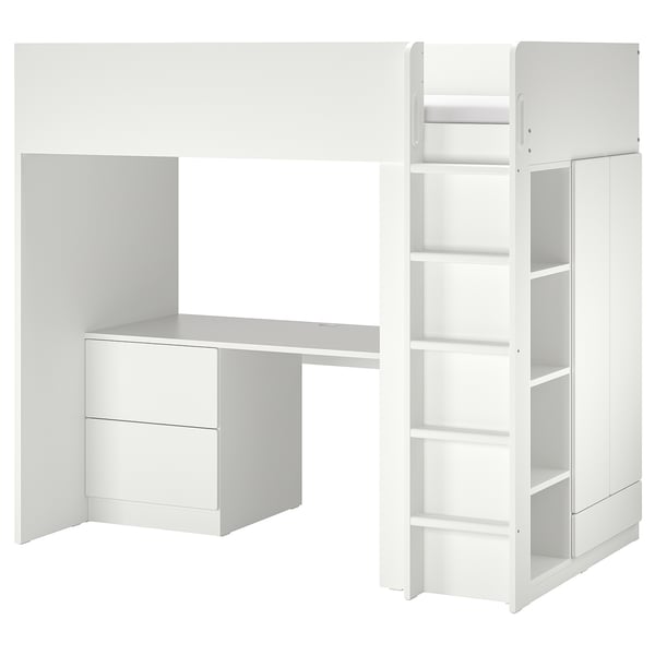 IKEA SMÅSTAD Loft bed white white/with desk with 3 drawers Twin