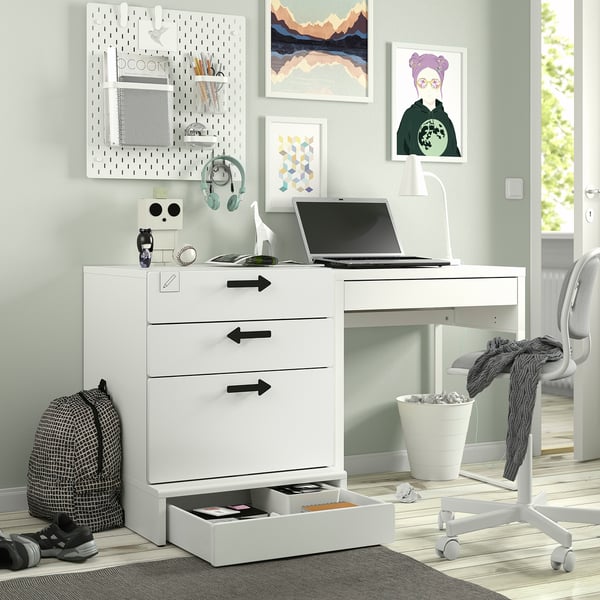 IKEA SMÅSTAD / UPPFÖRA 3-drawer Chest White/white 23 5/8x25 5/8x29 7/8 "