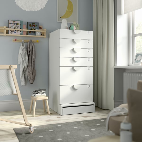 IKEA SMÅSTAD / UPPFÖRA 6-drawer Chest White/white 23 5/8x25 5/8x53 1/2 "