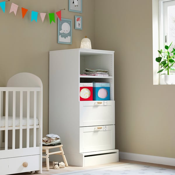 IKEA SMÅSTAD / UPPFÖRA Bookcase White With Frame/with 2 Drawers 23 5/8x25 5/8x53 1/2 "