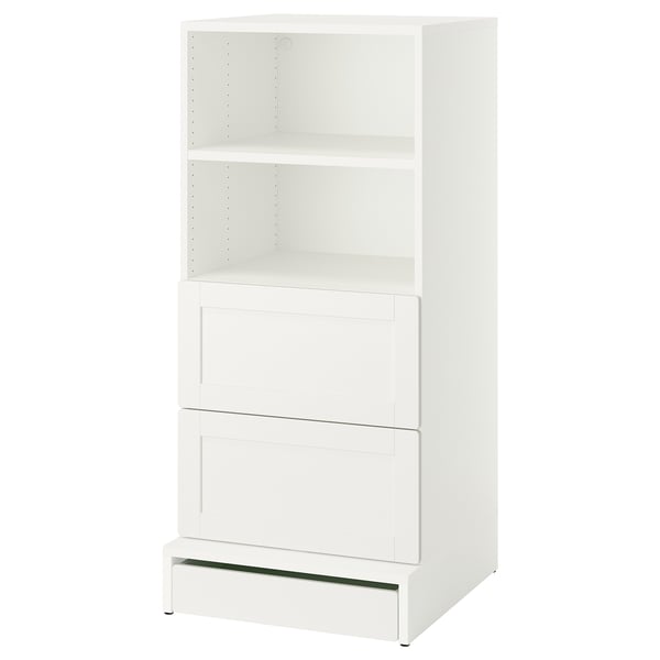 IKEA SMÅSTAD / UPPFÖRA Bookcase white with frame/with 2 drawers 23 5/8x25 5/8x53 1/2 "