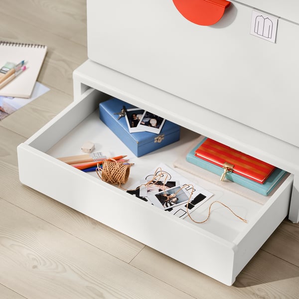 IKEA SMÅSTAD / UPPFÖRA Bookcase White With Frame/with 4 Drawers 23 5/8x25 5/8x77 1/8 "