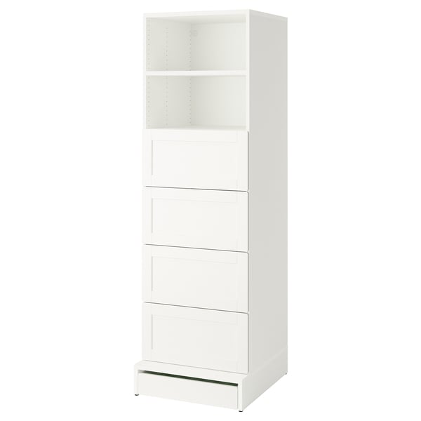 IKEA SMÅSTAD / UPPFÖRA Bookcase white with frame/with 4 drawers 23 5/8x25 5/8x77 1/8 "
