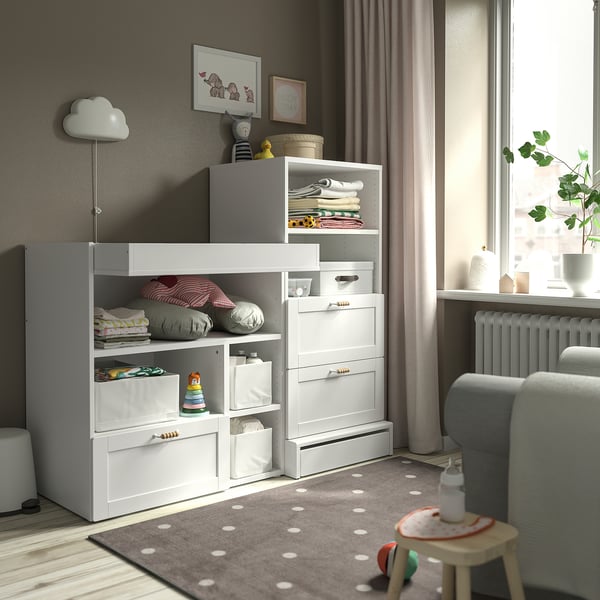 IKEA SMÅSTAD / UPPFÖRA Changing Table White With Frame/with Bookcase 59x31 1/2x53 1/2 "