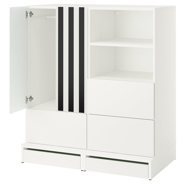 IKEA SMÅSTAD / UPPFÖRA Storage combination white black/white/stripe with 3 drawers 47 1/4x25 5/8x53 1/2 "