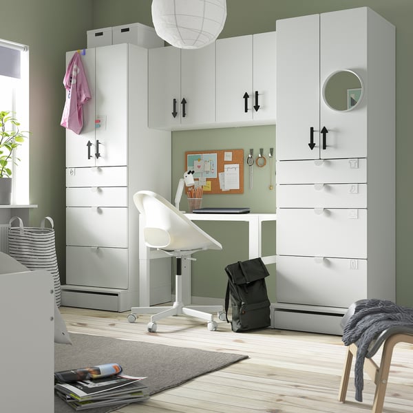 IKEA SMÅSTAD / UPPFÖRA Storage Combination White/white 94 1/2x25 5/8x77 1/8 "