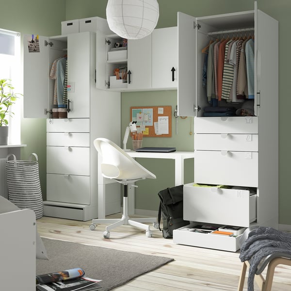 IKEA SMÅSTAD / UPPFÖRA Storage Combination White/white 94 1/2x25 5/8x77 1/8 "