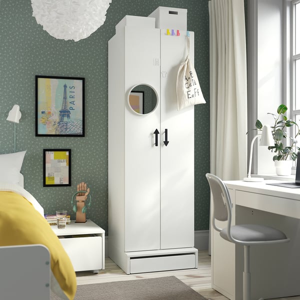 IKEA SMÅSTAD / UPPFÖRA Wardrobe White/white 23 5/8x25 5/8x77 1/8 "