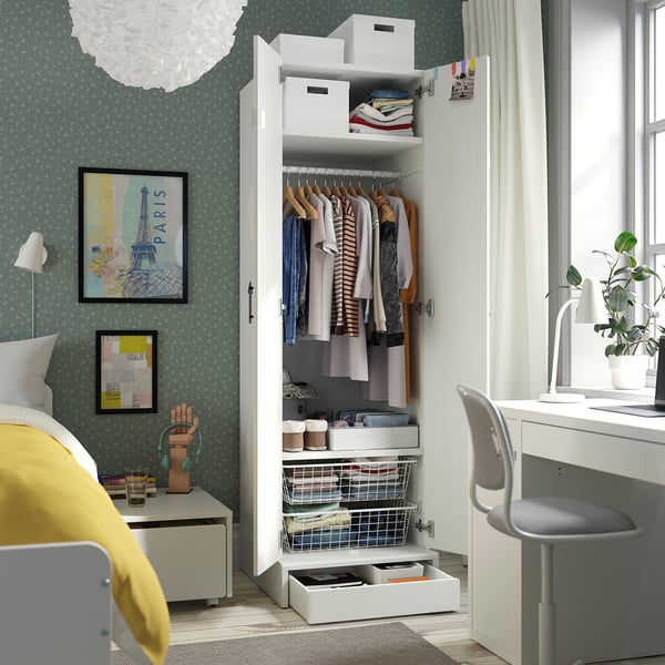IKEA SMÅSTAD / UPPFÖRA Wardrobe White/white 23 5/8x25 5/8x77 1/8 "