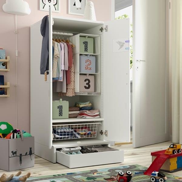 IKEA SMÅSTAD / UPPFÖRA Wardrobe White White/with Frame 23 5/8x25 5/8x53 1/2 "