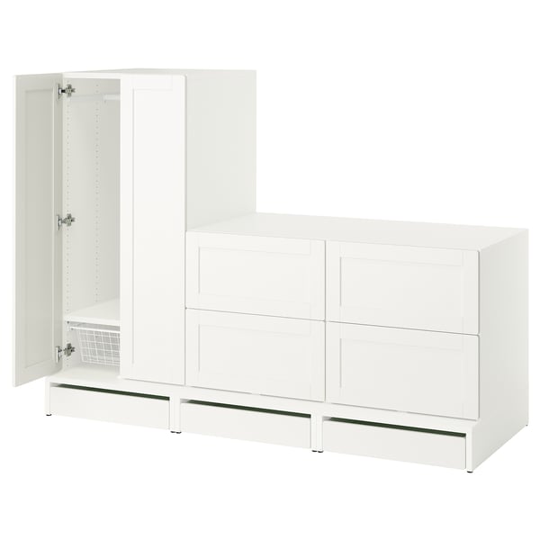 IKEA SMÅSTAD / UPPFÖRA Wardrobe white with frame/with 2 chests of drawers 70 7/8x25 5/8x53 1/2 "