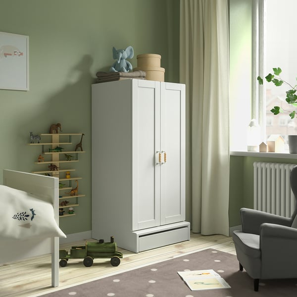 IKEA SMÅSTAD / UPPFÖRA Wardrobe White With Frame/with 3 Shelves 23 5/8x25 5/8x53 1/2 "