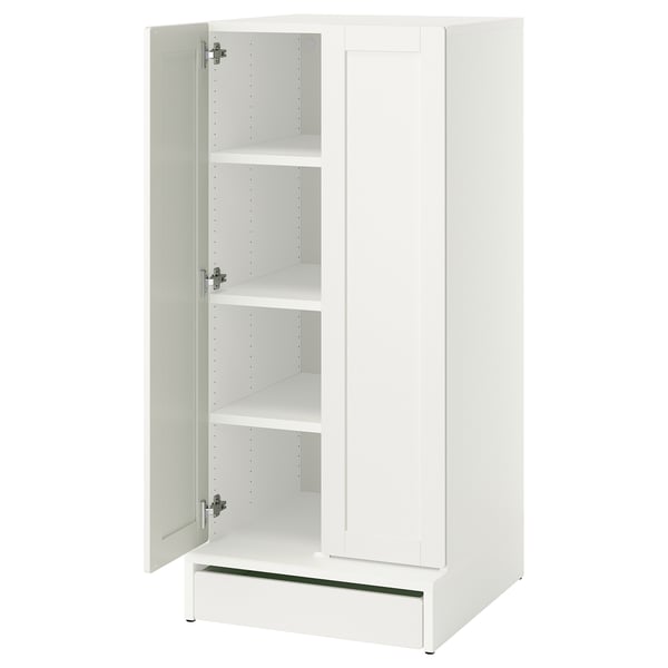 IKEA SMÅSTAD / UPPFÖRA Wardrobe white with frame/with 3 shelves 23 5/8x25 5/8x53 1/2 "
