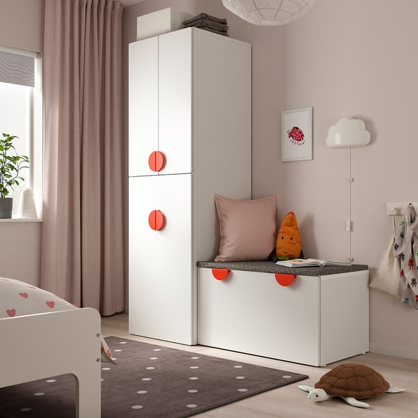 IKEA SMÅSTAD Wardrobe With Pull-out Unit White White/with Storage Bench 59x22 1/2x77 1/8 "