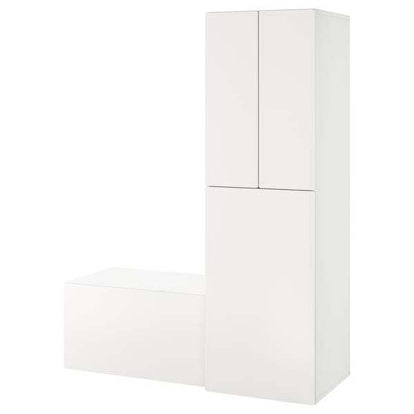 IKEA SMÅSTAD Wardrobe with pull-out unit white white/with storage bench 59x22 1/2x77 1/8 "