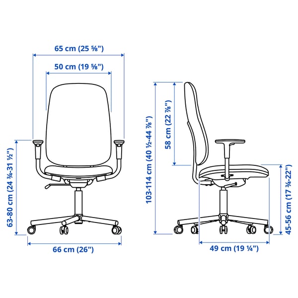 IKEA SMÖRKULL Office Chair With Armrests Gräsnäs Red