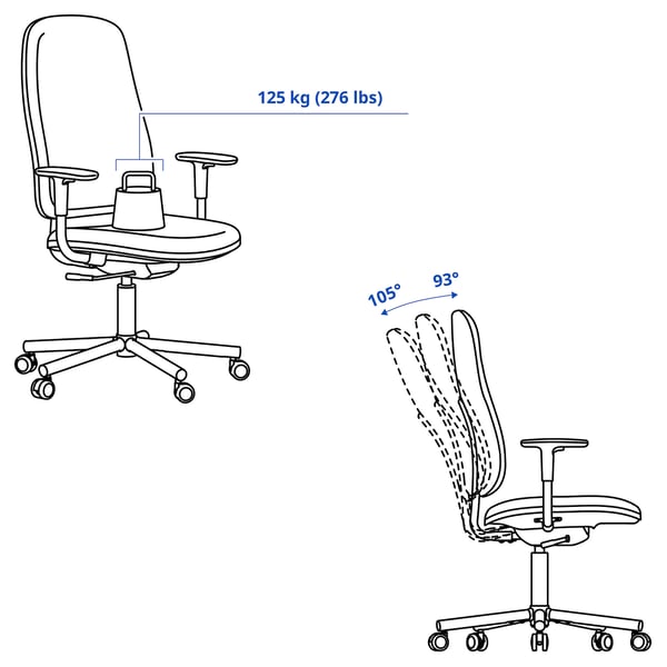 IKEA SMÖRKULL Office Chair With Armrests Gräsnäs Red