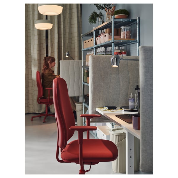 IKEA SMÖRKULL Office Chair With Armrests Gräsnäs Red