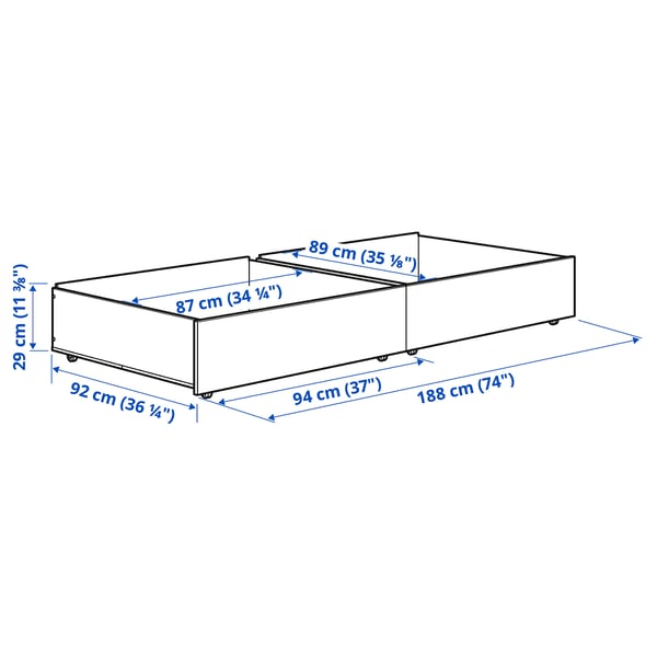 IKEA SMYGA Underbed Storage Box Light Gray 37x38 5/8x11 3/8 "