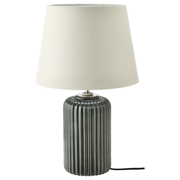 IKEA SNÖBYAR Table lamp gray-turquoise ceramic/gray 20 "