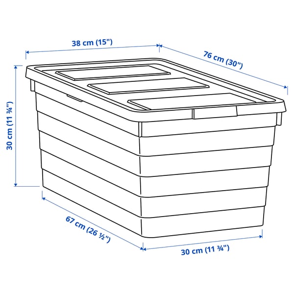 IKEA SOCKERBIT Storage Box With Lid White 15x30x11 ¾ "