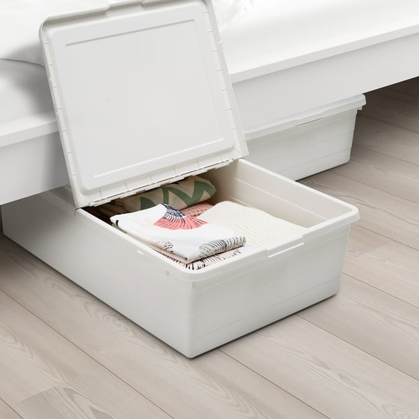 IKEA SOCKERBIT Storage Box With Lid White 19 ¾x30 ¼x7 ½ "