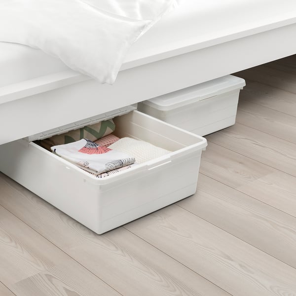 IKEA SOCKERBIT Storage Box With Lid White 19 ¾x30 ¼x7 ½ "
