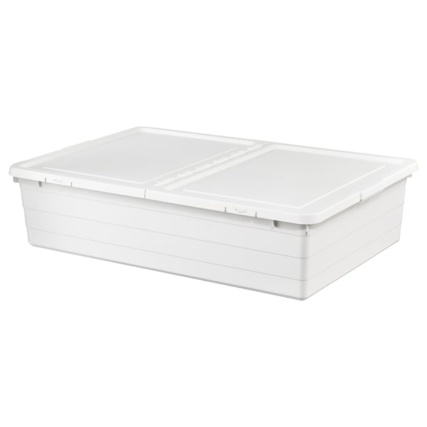 IKEA SOCKERBIT Storage box with lid white 19 ¾x30 ¼x7 ½ "