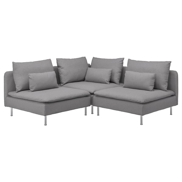 IKEA SÖDERHAMN Sectional 3-seat corner Tonerud gray