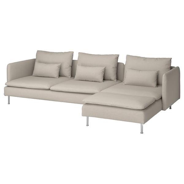 IKEA SÖDERHAMN Sectional 4-seat with chaise Fridtuna light beige