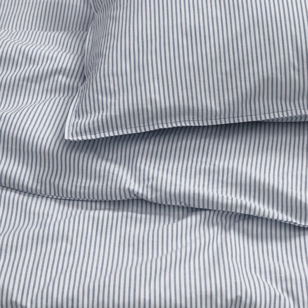 IKEA SOLFIBBLA Duvet Cover And Pillowcase(s) White Blue/stripe King