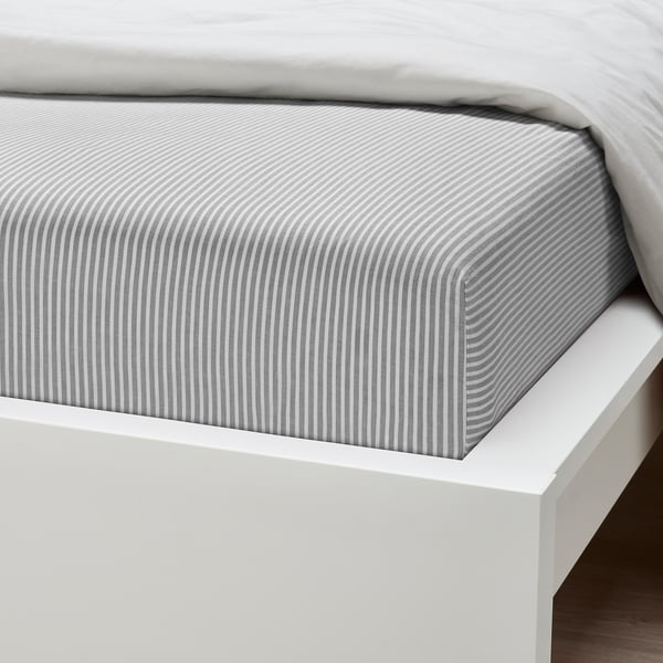 IKEA SOLFIBBLA Sheet Set Gray White/stripe Full/Double