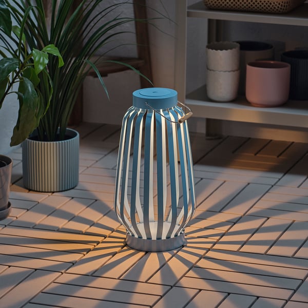 IKEA SOLVINDEN LED Floor Lamp Blue/stripe Battery Operated 17 "