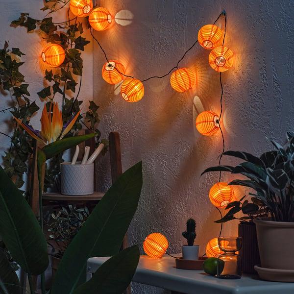 IKEA SOLVINDEN LED String Light With 12 Lights Outdoor/battery Operated Orange