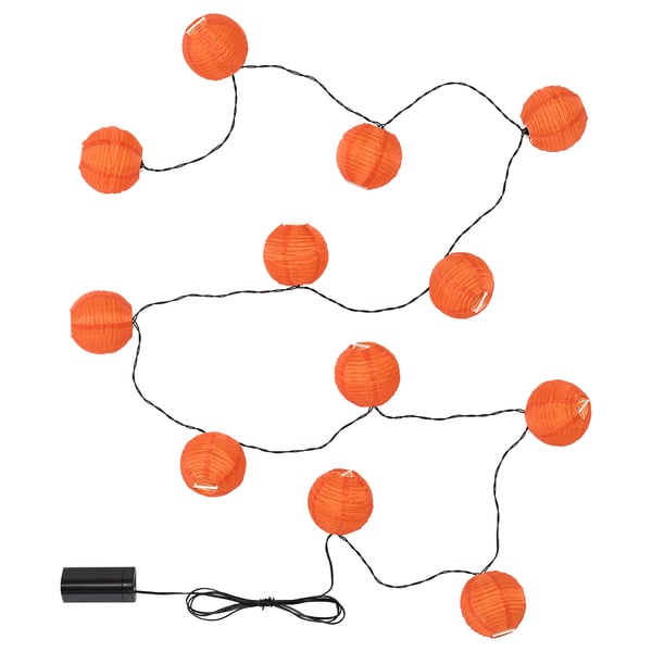 IKEA SOLVINDEN LED string light with 12 lights outdoor/battery operated orange