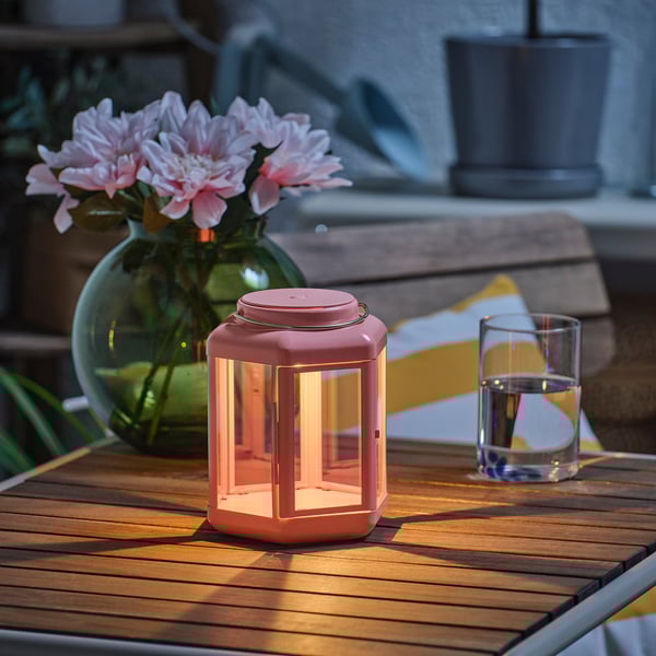 IKEA SOLVINDEN LED Table Lamp Lantern/battery Operated Pink 7 "