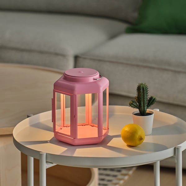 IKEA SOLVINDEN LED Table Lamp Lantern/battery Operated Pink 7 "