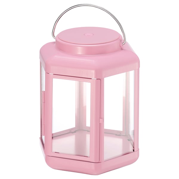 IKEA SOLVINDEN LED table lamp lantern/battery operated pink 7 "