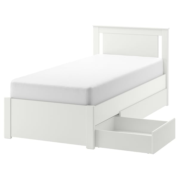 IKEA SONGESAND Bed frame with 2 storage boxes white Twin