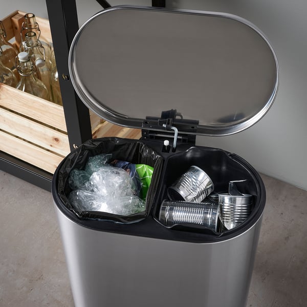 IKEA STABBEN Step Trash Can Stainless Steel 5 Gallon