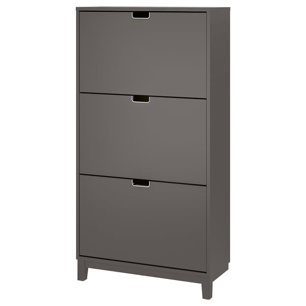 IKEA STÄLL Shoe cabinet with 3 compartments dark gray 31 1/8x11 3/8x58 1/4 "