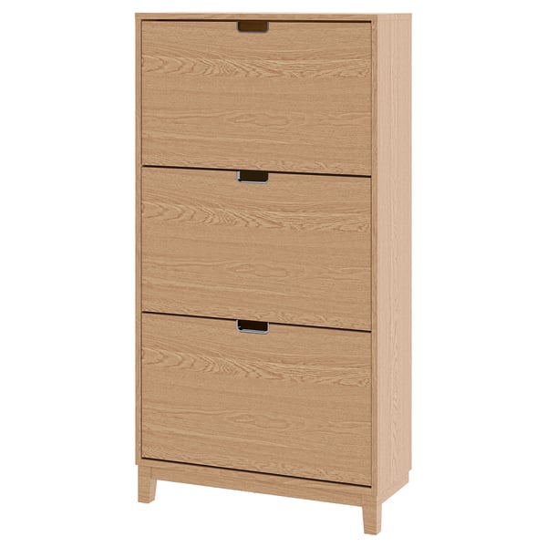 IKEA STÄLL Shoe cabinet with 3 compartments oak veneer 31 1/8x11 3/8x58 1/4 "