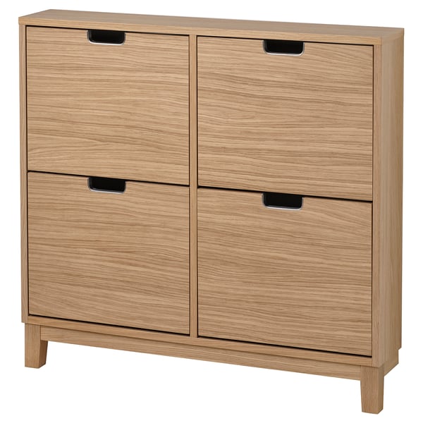 IKEA STÄLL Shoe cabinet with 4 compartments oak veneer 37 3/4x6 3/4x35 3/8 "