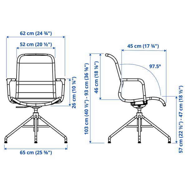 IKEA STIGBYGEL Swivel Chair With Armrests Beige/white