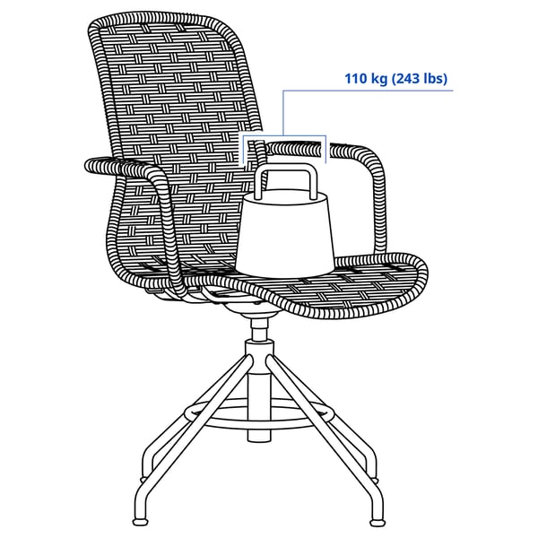 IKEA STIGBYGEL Swivel Chair With Armrests Beige/white