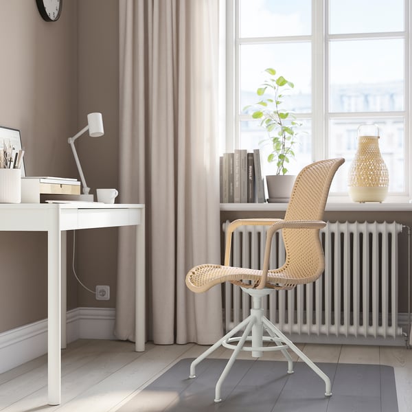 IKEA STIGBYGEL Swivel Chair With Armrests Beige/white