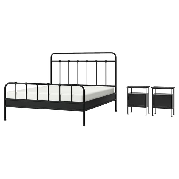 IKEA STJÄRNÖ / GRÅFJÄLLET Bedroom furniture set of 3 anthracite Queen