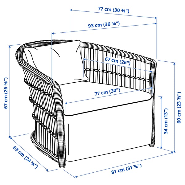 IKEA STOCKHOLM 2025 Armchair Rattan/Djurmo Gray/white